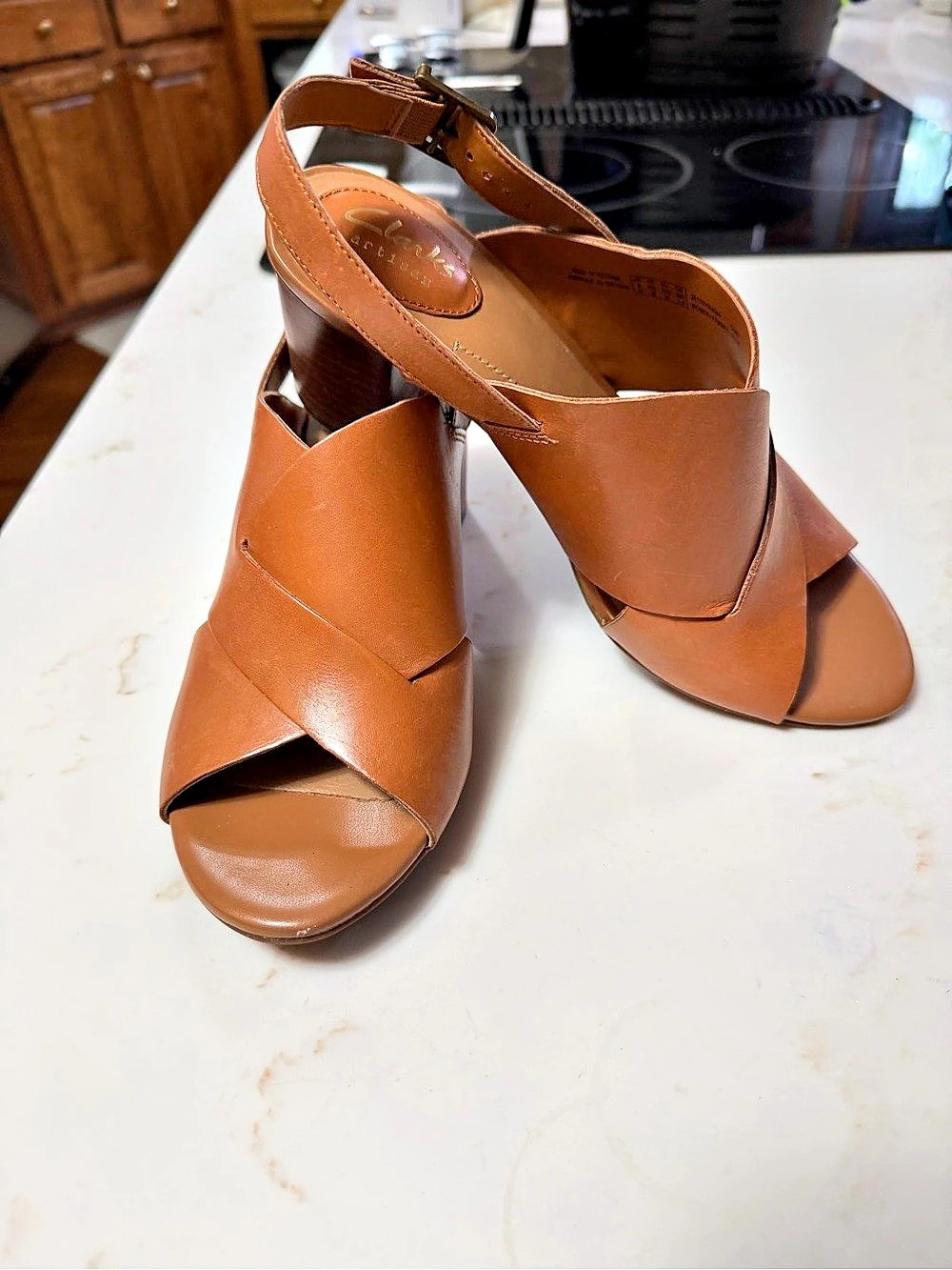 Clarks Artisan Strappy Heeled Sandals Brown US 8 M